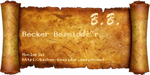 Becker Bozsidár névjegykártya